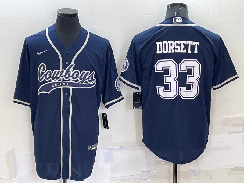 Men's Dallas Cowboys #33 Tony Dorsett Navy Cool Base Stitched Baseball Jersey